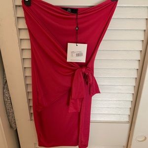 Strapless pink dress - side tie